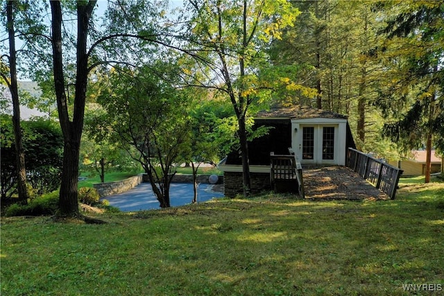 80 Lake St, Urbana, NY 14840 - view of green lawn with french doors