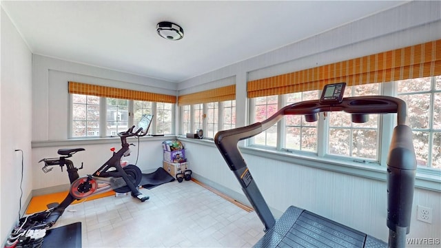 80 Lake St, Urbana, NY 14840 - exercise room featuring plenty of natural light, baseboards, and tile patterned floors