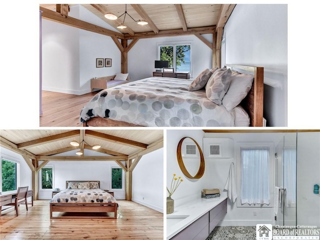 6007 Tinkertown Dr, Chautauqua, NY 14728 - bedroom featuring wood finished floors, wooden ceiling, and baseboards