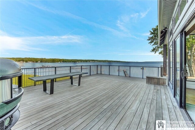 6007 Tinkertown Dr, Chautauqua, NY 14728 - wooden deck featuring a water view