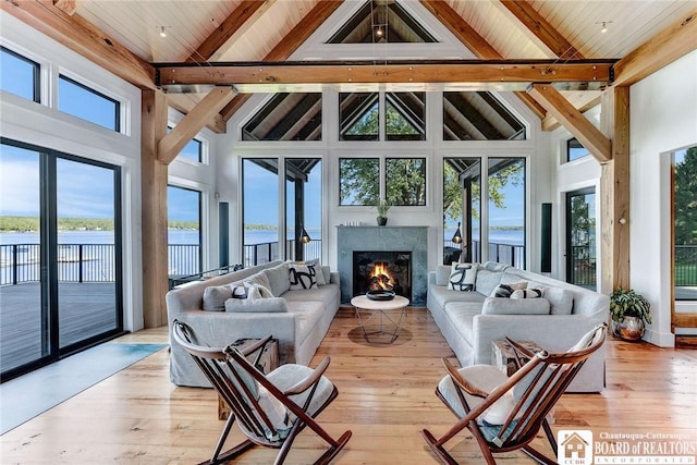 6007 Tinkertown Dr, Chautauqua, NY 14728 - sunroom with a water view and healthy amount of natural light