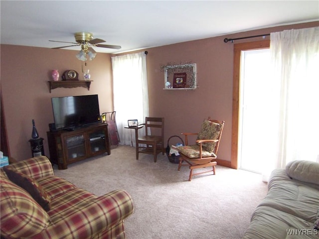 8330 Greiner Rd, Clarence, NY 14221 - living area with carpet and ceiling fan