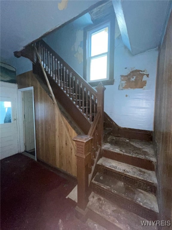 500 Massachusetts Ave, Buffalo, NY 14213 - staircase featuring wood walls
