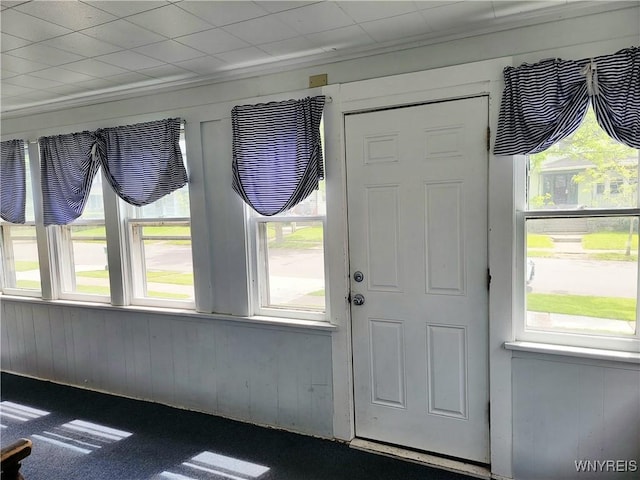 139 Englewood Ave, Buffalo, NY 14214 - carpeted entrance foyer featuring plenty of natural light and wooden walls