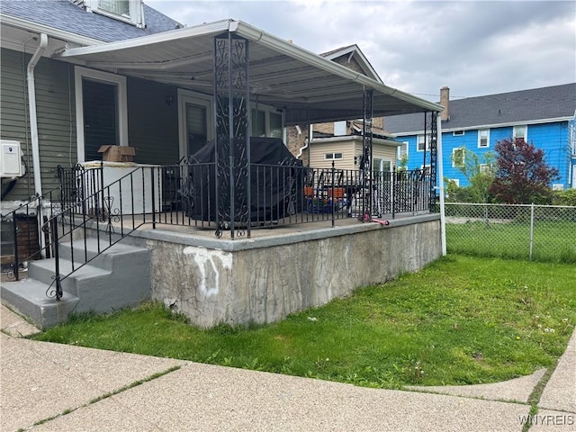 251 Minnesota Ave, Buffalo, NY 14215 - view of side of property with a shingled roof and a porch