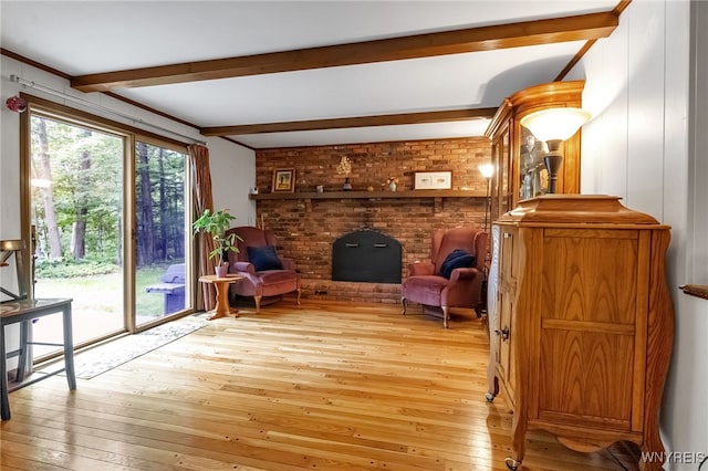 7066 E Ln, Boston, NY 14057 - living room with light wood-type flooring and beamed ceiling
