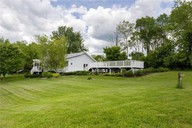 676 County Road 64, Big Flats, NY 14903 - view of green lawn featuring a wooden deck
