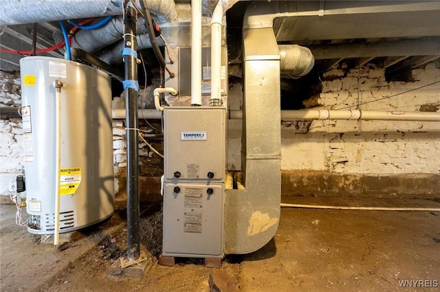 70 Minard St, Lockport-City, NY 14094 - utility room featuring gas water heater and heating unit