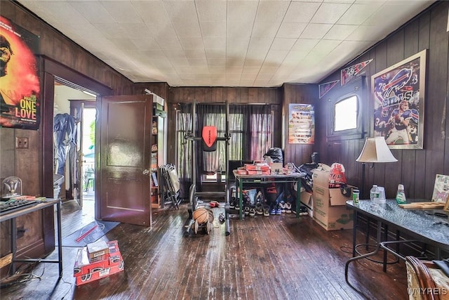 110 Saint Louis Ave, Buffalo, NY 14211 - office with wooden walls and hardwood / wood-style floors