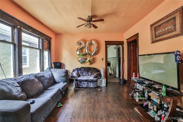 110 Saint Louis Ave, Buffalo, NY 14211 - living room with ceiling fan and wood finished floors