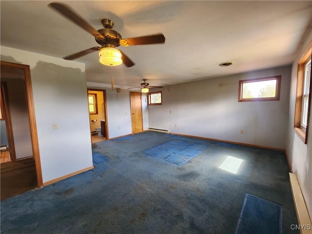 6 Heather Woods Ct, Skaneateles, NY 13152 - carpeted spare room with a baseboard radiator, ceiling fan, and baseboard heating