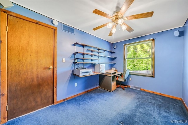 2350 Quaker Rd, Hartland, NY 14067 - carpeted office space featuring a ceiling fan and baseboards