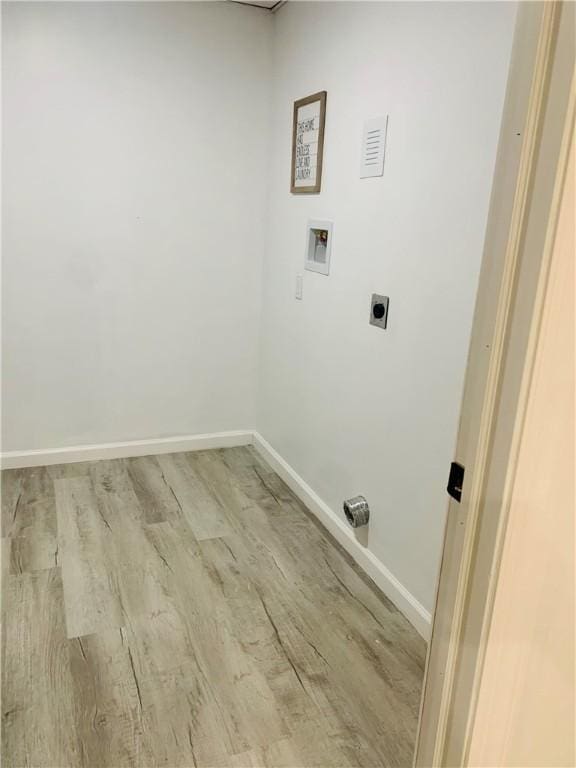 438 Hillview Ave, Southport, NY 14904 - laundry room featuring washer hookup, hookup for an electric dryer, wood finished floors, and baseboards