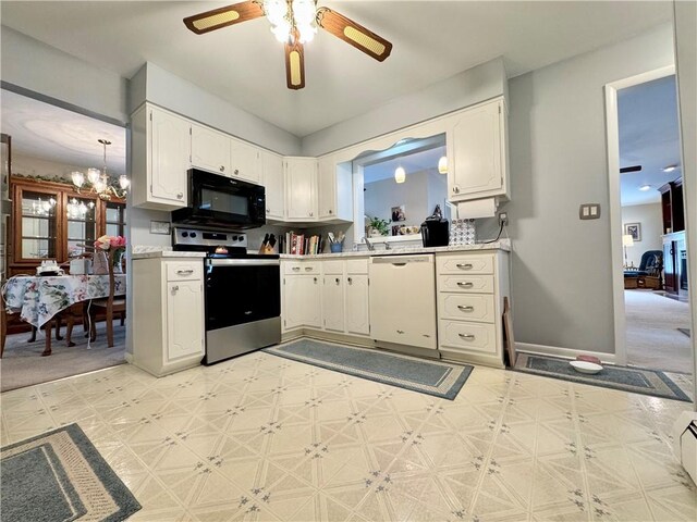 119 Park Ter, Big Flats, NY 14845 - kitchen featuring electric range, black microwave, white dishwasher, light floors, and light countertops