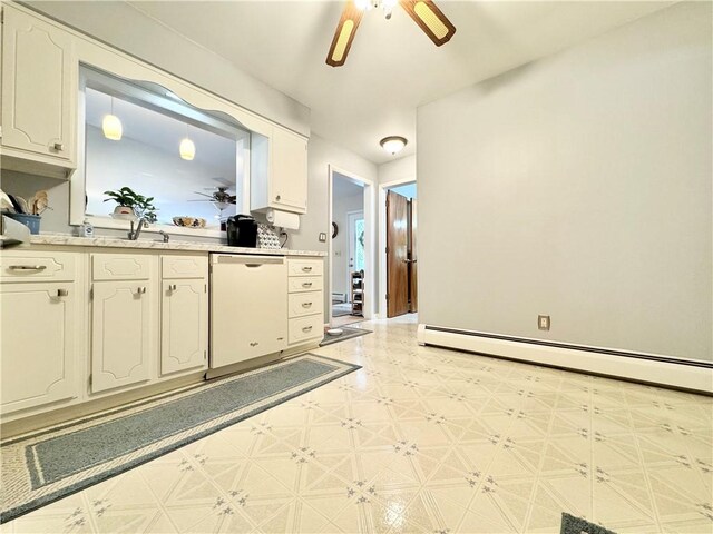 119 Park Ter, Big Flats, NY 14845 - kitchen featuring dishwasher, ceiling fan, light flooring, and light countertops