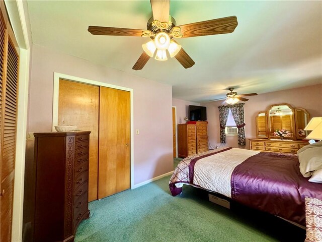 119 Park Ter, Big Flats, NY 14845 - carpeted bedroom featuring ceiling fan, cooling unit, and baseboards