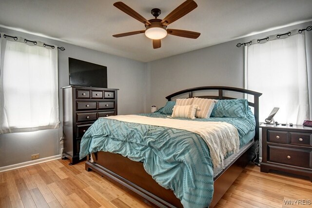 12 S Huxley Dr, Cheektowaga, NY 14225 - bedroom with light wood-style flooring, baseboards, and a ceiling fan