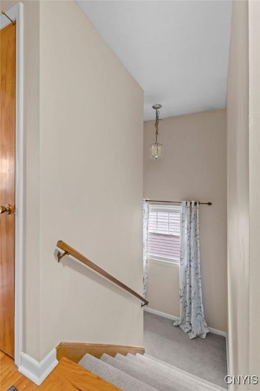 622 Stinard Ave, Syracuse, NY 13207 - stairs featuring baseboards and carpet flooring