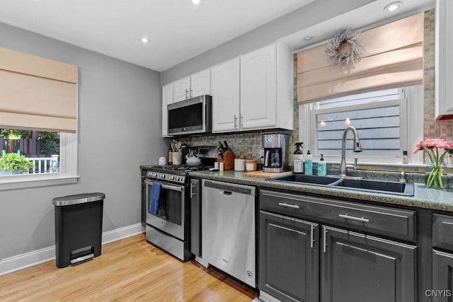 622 Stinard Ave, Syracuse, NY 13207 - kitchen with stainless steel appliances, a sink, white cabinetry, plenty of natural light, and recessed lighting