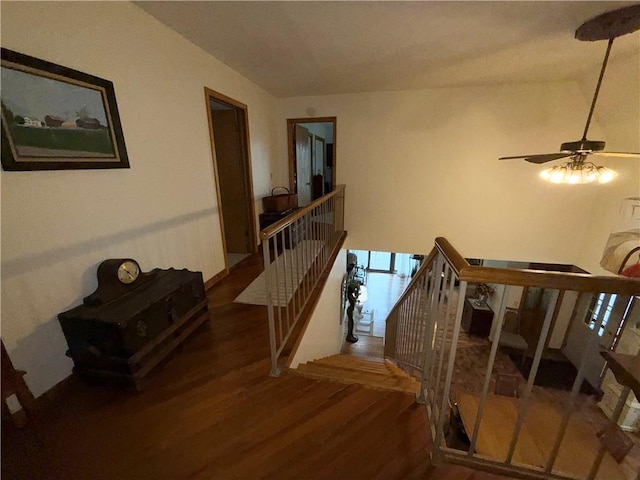 1476 Grange Hall Rd, Junius, NY 14532 - staircase with wood finished floors and ceiling fan