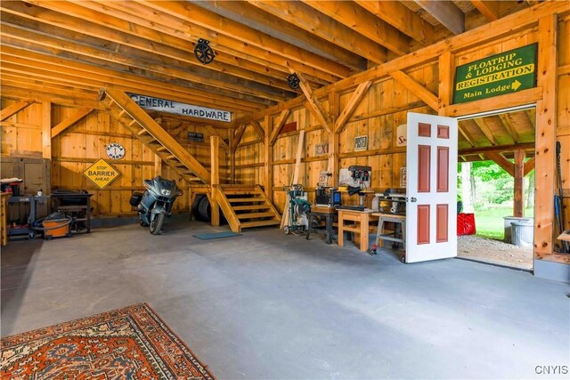 28 Bridge St, Albion, NY 13302 - garage featuring wooden walls
