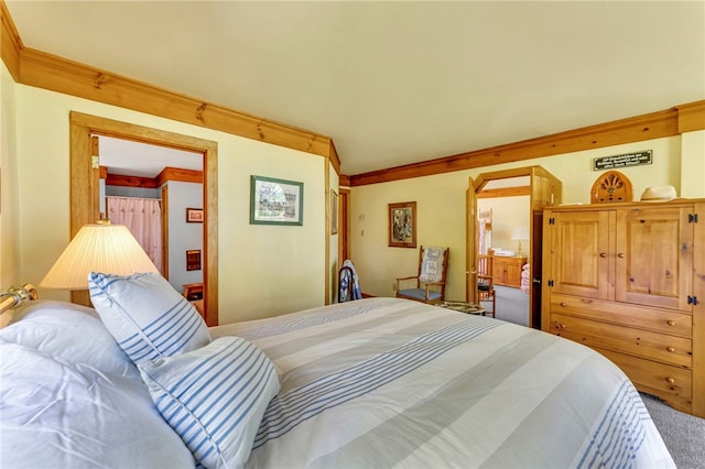 2555 County Highway 22, Richfield, NY 13439 - bedroom with carpet, ornamental molding, and arched walkways