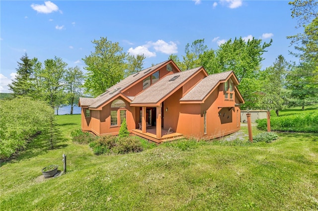 2555 County Highway 22, Richfield, NY 13439 - rear view of house with a lawn, a wooden deck, and roof with shingles