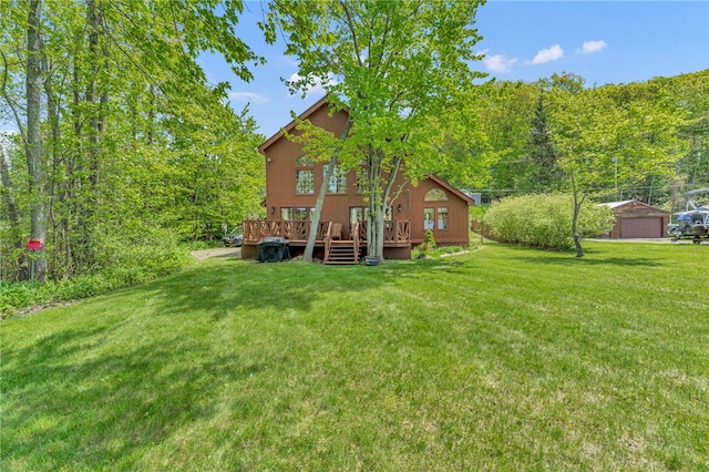 2555 County Highway 22, Richfield, NY 13439 - view of green lawn with a deck