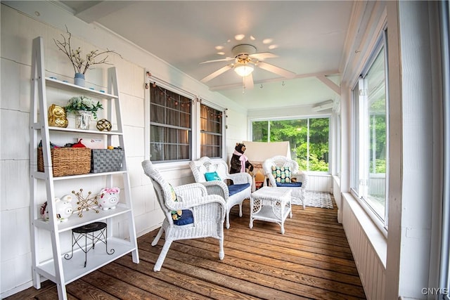 11245 Bell Hill Rd, Deerfield, NY 13502 - sunroom with ceiling fan and wood finished floors