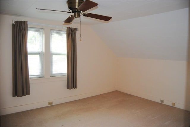 202 Birch St, Kane-Borough, PA 16735 - bonus room with light carpet, ceiling fan, vaulted ceiling, and baseboards