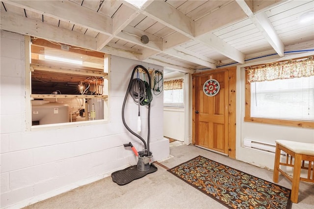 4255 Parish Hill Rd, Italy, NY 14512 - entryway featuring wooden ceiling with exposed beams