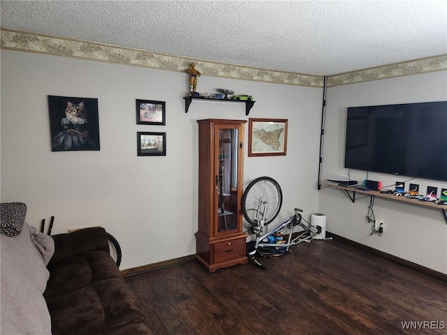 237 Tremont St, North Tonawanda, NY 14120 - living room with a textured ceiling, baseboards, and wood finished floors