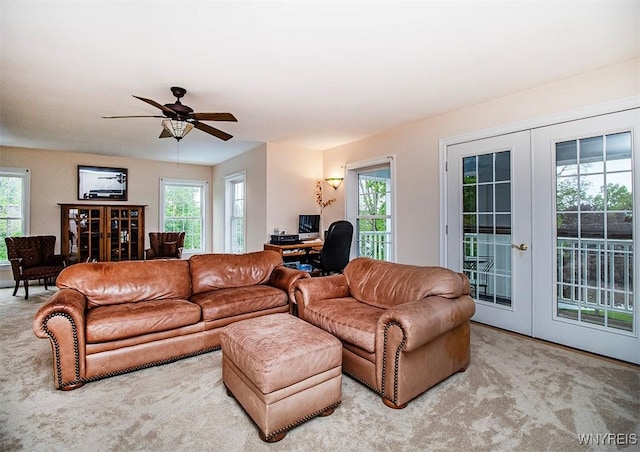 4786 Ormonde Dr, Cazenovia, NY 13035 - living room featuring french doors, a desk, and healthy amount of natural light