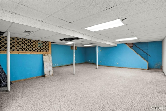 2118 Shirley Rd, North Collins, NY 14111 - finished below grade area with a drop ceiling and carpet flooring