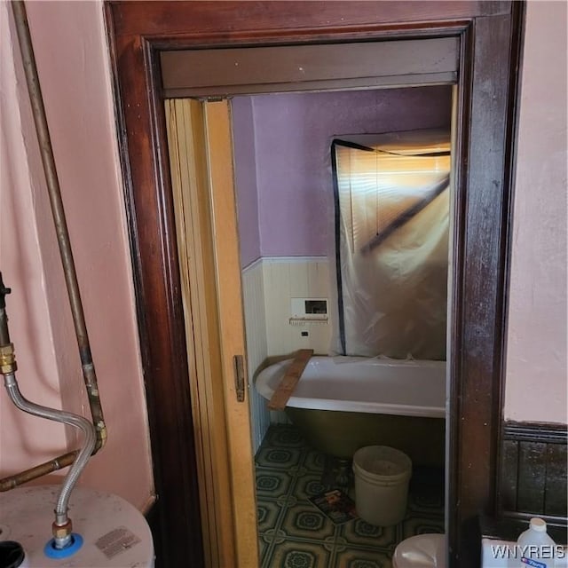 360 Watson St, Buffalo, NY 14212 - bathroom featuring tile patterned flooring and a wainscoted wall