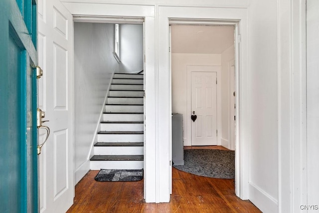 173 Mosley Dr Unit 1, Syracuse, NY 13206 - stairs featuring hardwood / wood-style flooring and baseboards