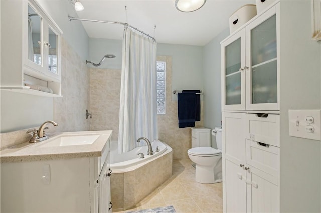 865 Harvard St, Rochester, NY 14610 - full bathroom featuring toilet, tiled shower / bath combo, vanity, and tile patterned floors
