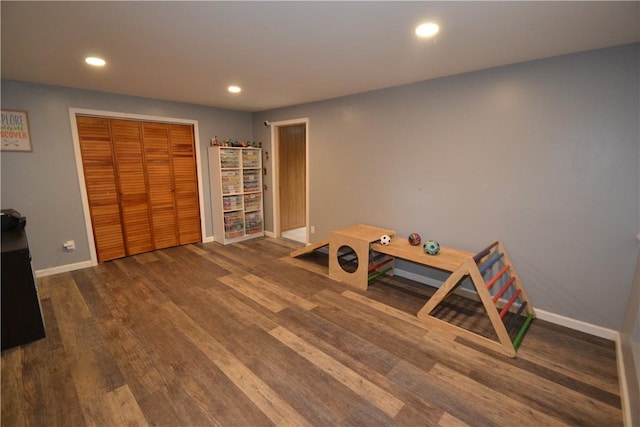 2314 Vandy Dr, Macedon, NY 14522 - recreation room featuring baseboards, wood finished floors, and recessed lighting