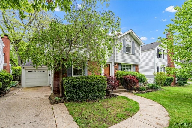 370 Mount Vernon Rd, Amherst, NY 14226 - view of front of house with a front yard, concrete driveway, and brick siding