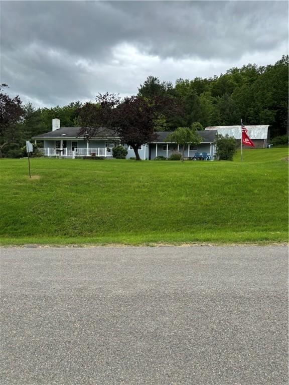 115 Depew Rd, Tioga, NY 13734 - ranch-style house featuring a front yard and a chimney