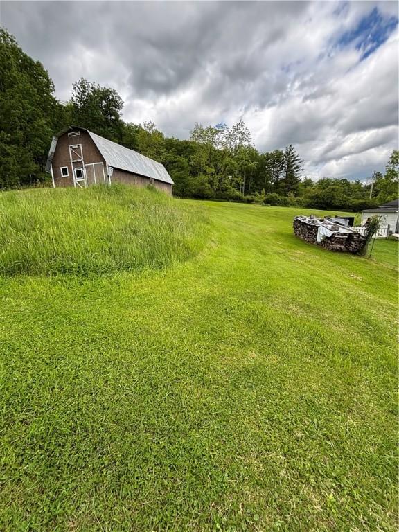 115 Depew Rd, Tioga, NY 13734 - view of green lawn with a barn and an outbuilding