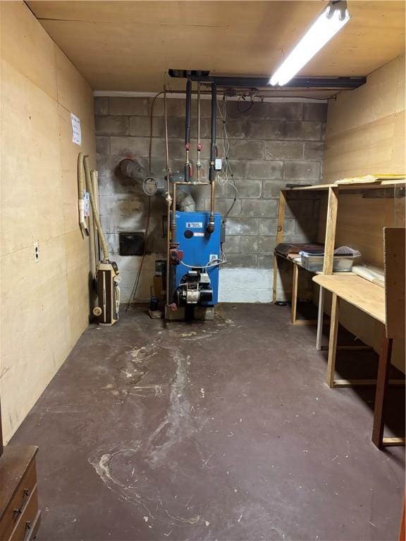 115 Depew Rd, Tioga, NY 13734 - unfinished below grade area with concrete block wall and a heating unit