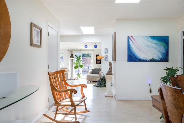 2804 Westinghouse Rd, Horseheads, NY 14845 - hallway with a skylight and wood finished floors