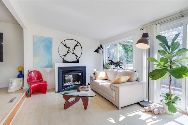 2804 Westinghouse Rd, Horseheads, NY 14845 - living area featuring plenty of natural light, a glass covered fireplace, and wood finished floors