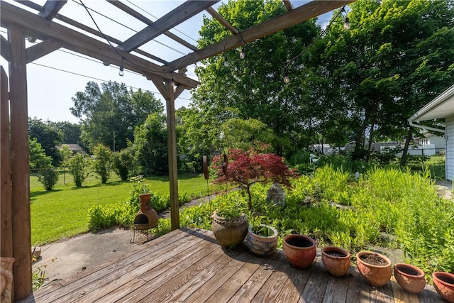 2804 Westinghouse Rd, Horseheads, NY 14845 - wooden deck featuring a pergola and a lawn