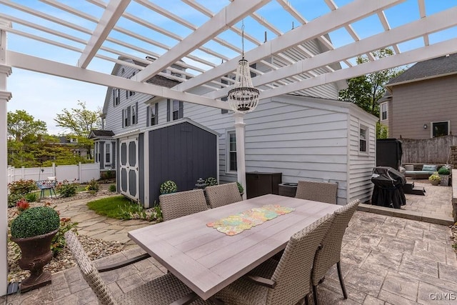 54 W 5th St, Oswego-City, NY 13126 - fenced backyard featuring a patio area, outdoor dining area, and a pergola