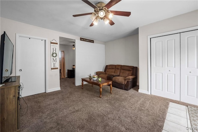 30 Bakeman St, Fulton, NY 13069 - carpeted living room featuring ceiling fan