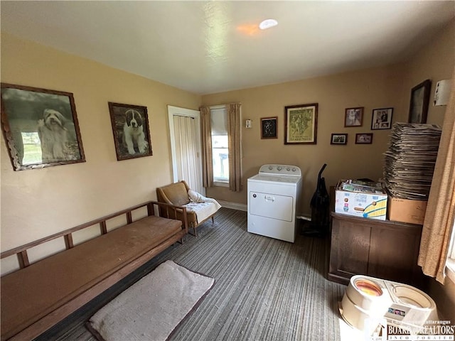 12298 Alleghany Rd, Hanover, NY 14136 - sitting room featuring washer / dryer and carpet floors