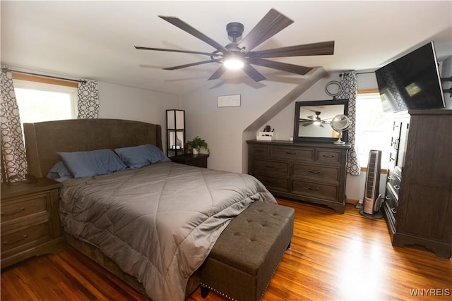 50 Cambria St, Lancaster, NY 14086 - bedroom featuring lofted ceiling, light wood-style flooring, and a ceiling fan