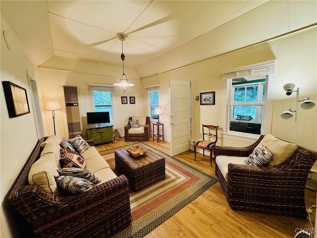 274 S Shore Rd, Webb, NY 13420 - living room featuring wood finished floors and lofted ceiling